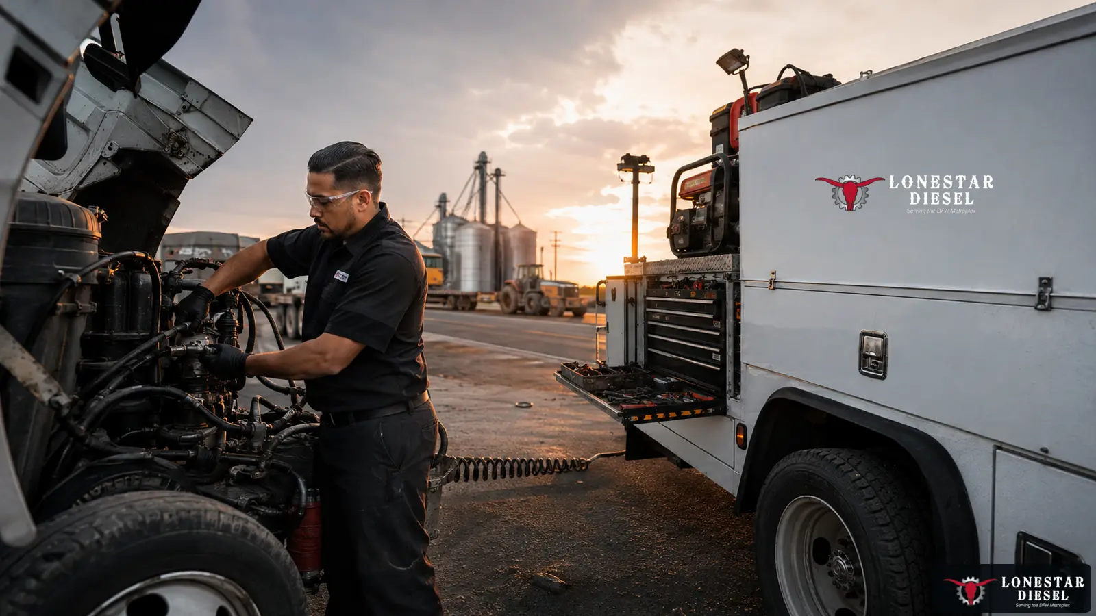 Lonestar Diesel mobile commercial truck service visual for Crowley, Texas near FM 1187, I-35W and Crowley Road
