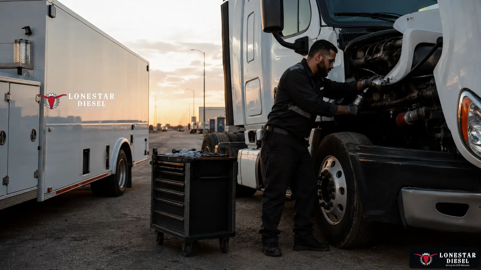Lonestar Diesel mobile commercial truck service visual for Euless, Texas near SH 183, SH 360 and SH 121