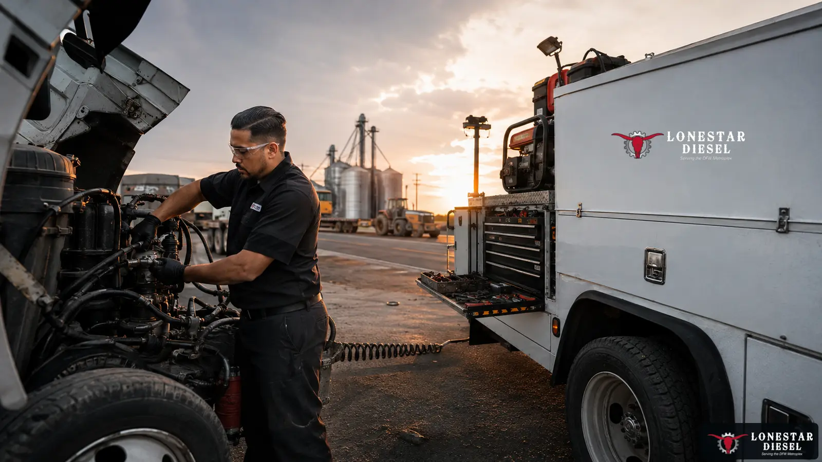 Lonestar Diesel mobile commercial truck service visual for Southlake, Texas near SH 114, FM 1709 and Davis Boulevard