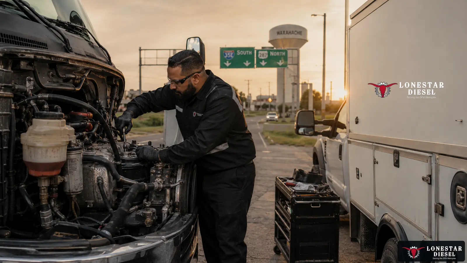 Lonestar Diesel mobile commercial truck service visual for Waxahachie, Texas near I-35E, US 287 and US 77